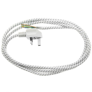 Universal White Steam Iron Mains Power Cable with UK Plug